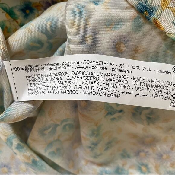 Zara Floral Print Satin Ruffle Off Shoulder Top Size Small - Picture 6 of 6